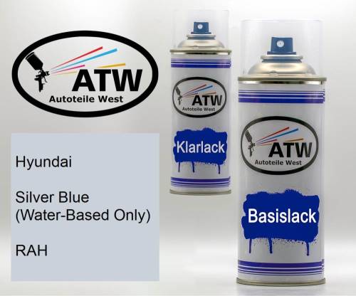 Hyundai, Silver Blue (Water-Based Only), RAH: 400ml Sprühdose + 400ml Klarlack - Set, von ATW Autoteile West.